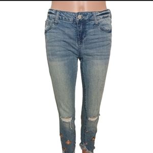 Celebrity Pink Women's Jeans 3/26 Straight Distressed Hem